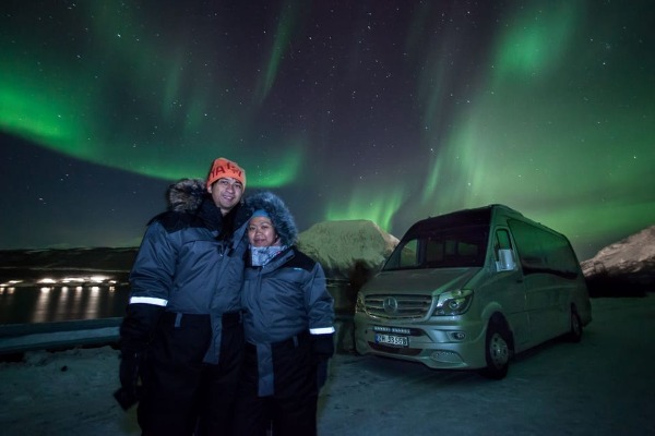 Vista panorâmica da Aurora Boreal