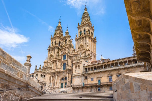 Kathedrale von Santiago de Compostela Treppen und Kathedrale von Santiago de Compostela