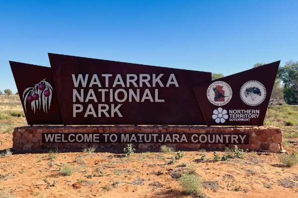 Watarrka National Park Sign Sign at the entrance to Watarrka National Park