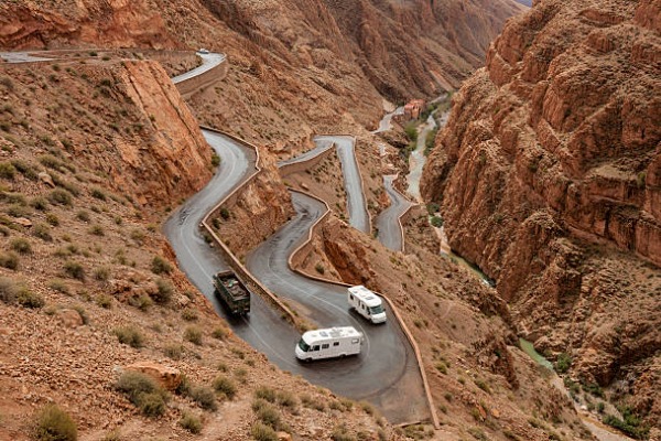 Tizi n’Tichka Pass in the High Atlas Mountains The road to the Tizi n’Tichka Pass on the way back from Ouarzazate to Marrakech