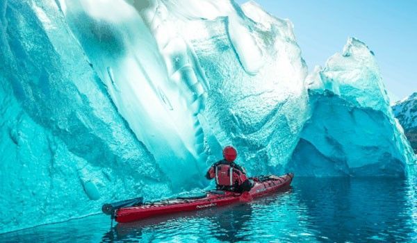 kayaking among ice floes