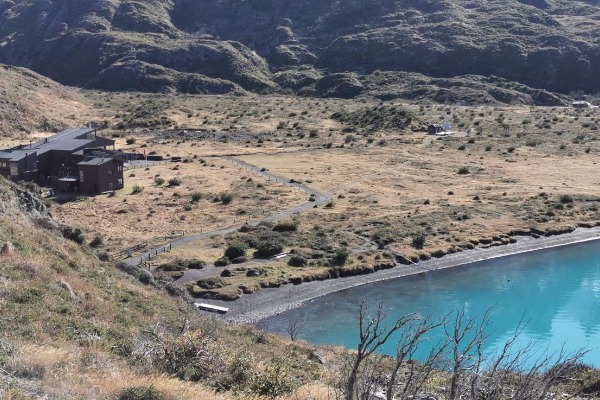 Paine Grande Refuge next to Lake Pehoé in Torres del Paine