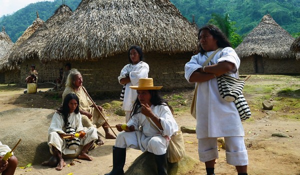 group of koguis in their village in sierra nevada