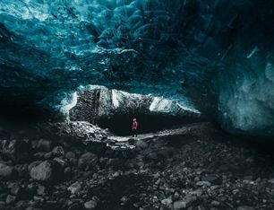 Sapphire blue ice cave Iceland