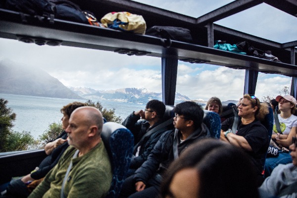Passengers on Milford Sound scenic coach