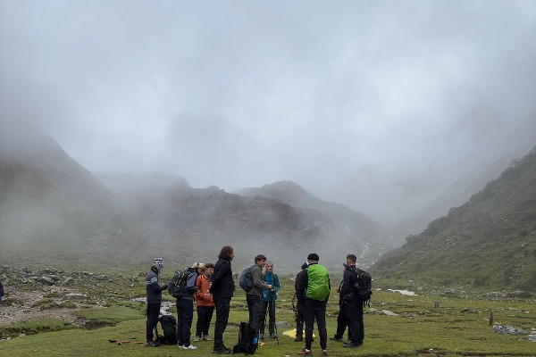 valley between alpine mountains in salkantay trekking